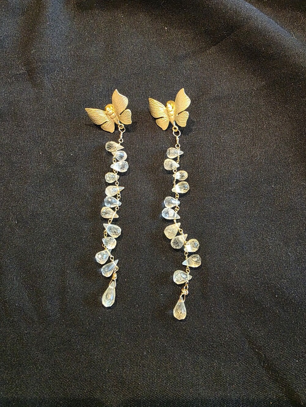Sophia C Honey Girl butterfly With Light Yellow Moonstone Goldplated 6" New - Picture 2 of 3